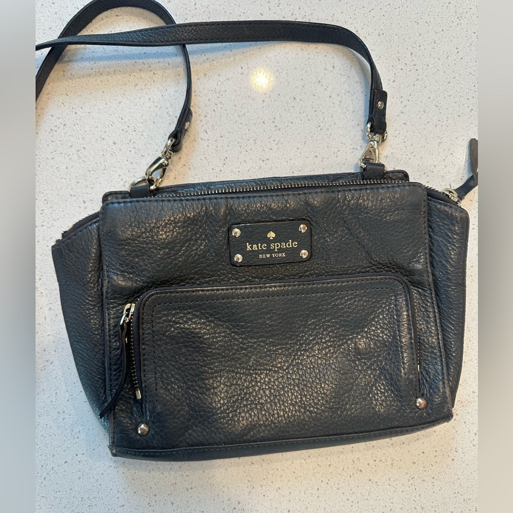 Kate Spade Baxter Street Sevilla Leather Crossbody Purse, Asphalt/Black - Picture 5 of 12